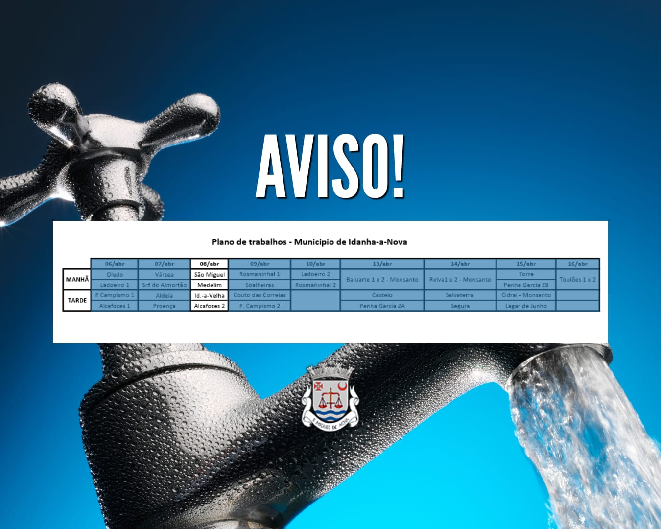 AVISO – Plano de Trabalhos Município de Idanha-a-Nova